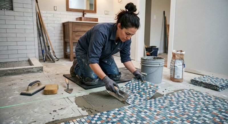 Mosaic Tile Floor Installation in Fredericksburg, VA
